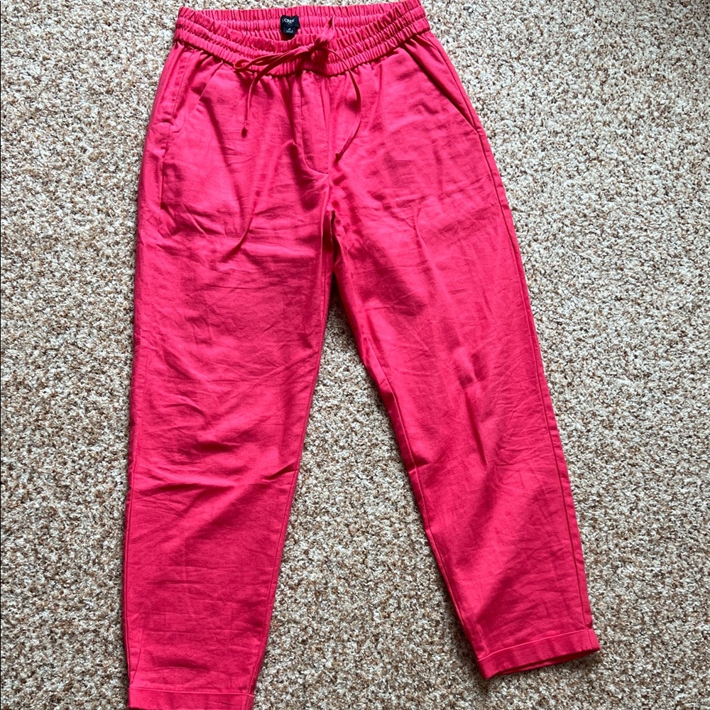 J. Crew Linen. Women’s Pink Drawstring Pants -55% linen